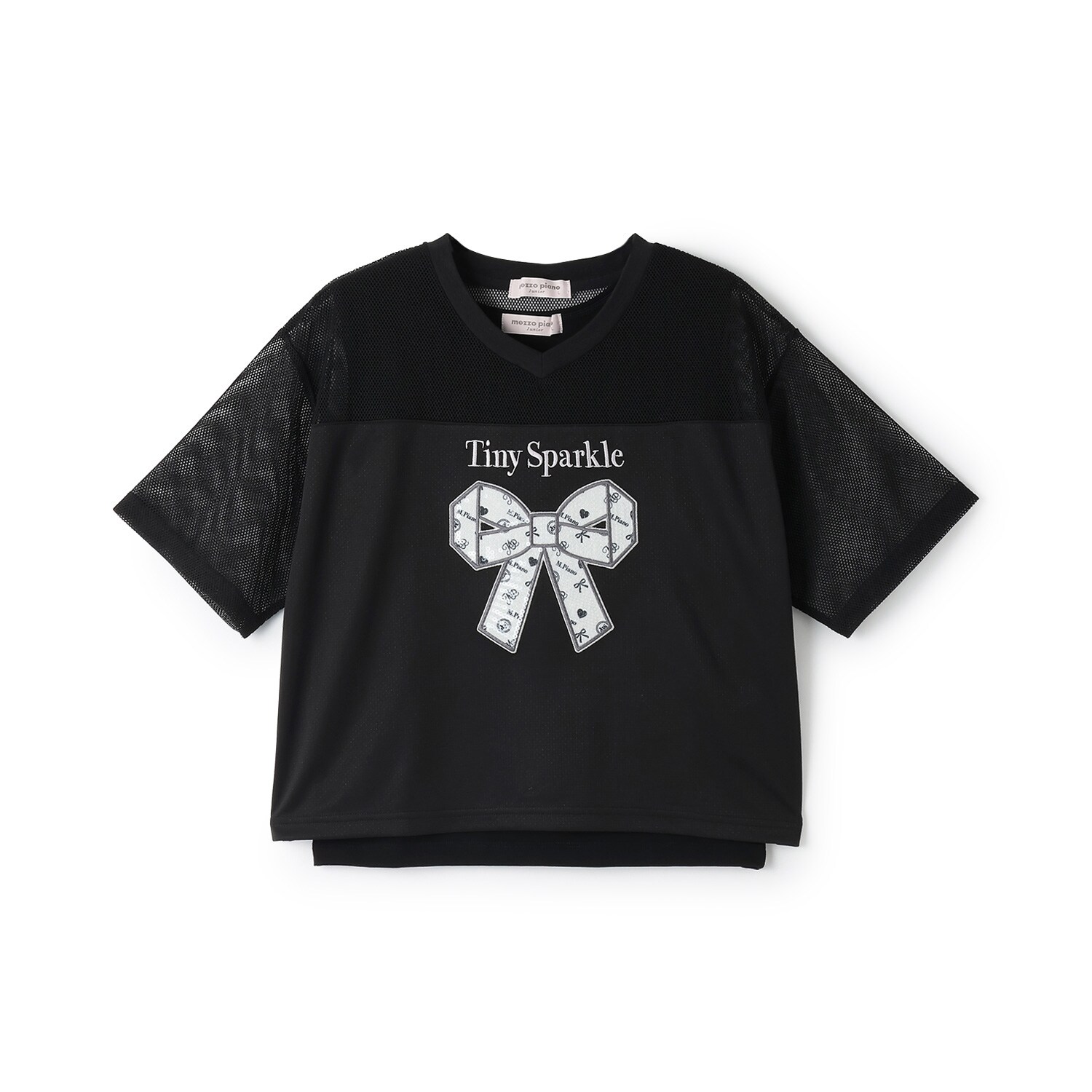 メッシュドッキングリボンアップリケTシャツ＆タンクトップセット