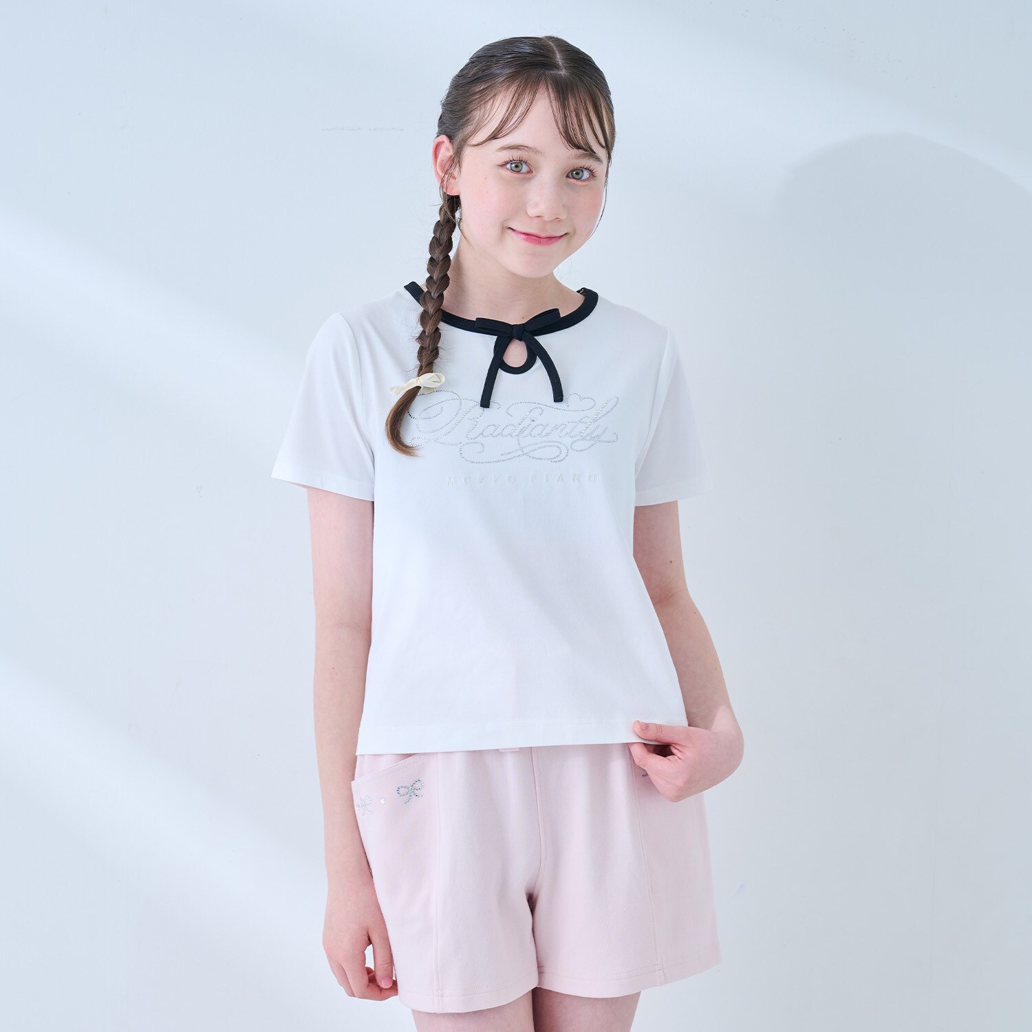 【接触冷感】フロントリボンキラキラロゴTシャツ