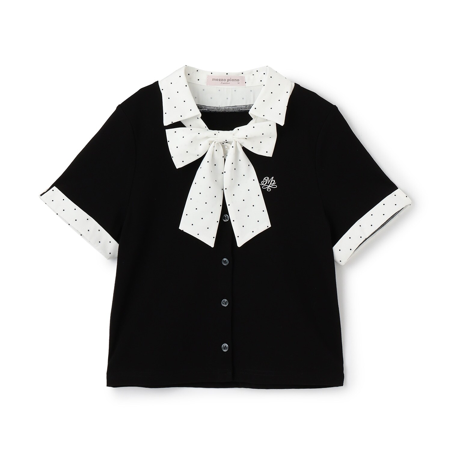 【接触冷感】ボウタイつきドッキングレイヤードTシャツ