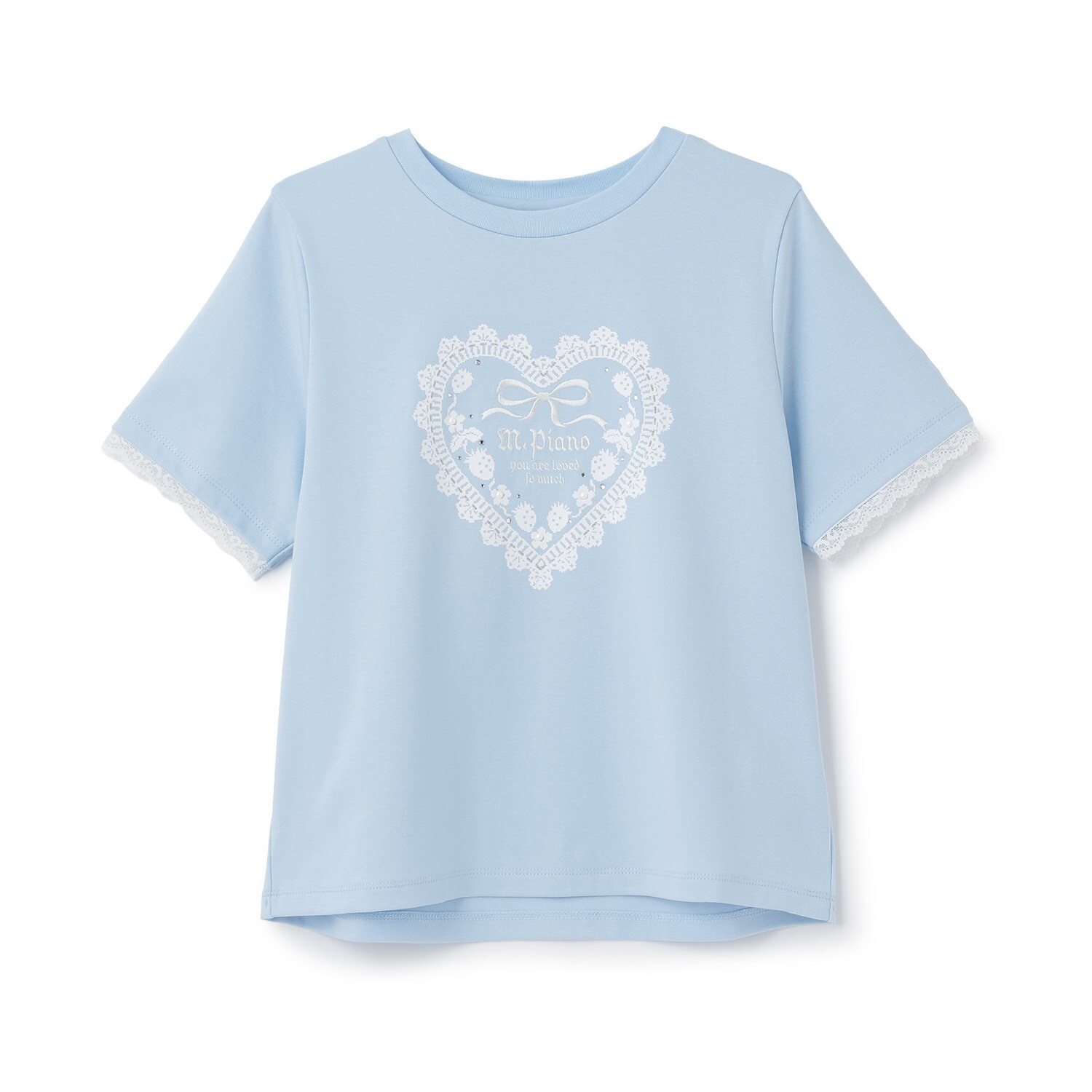 【接触冷感 】トリムレース半袖Tシャツ