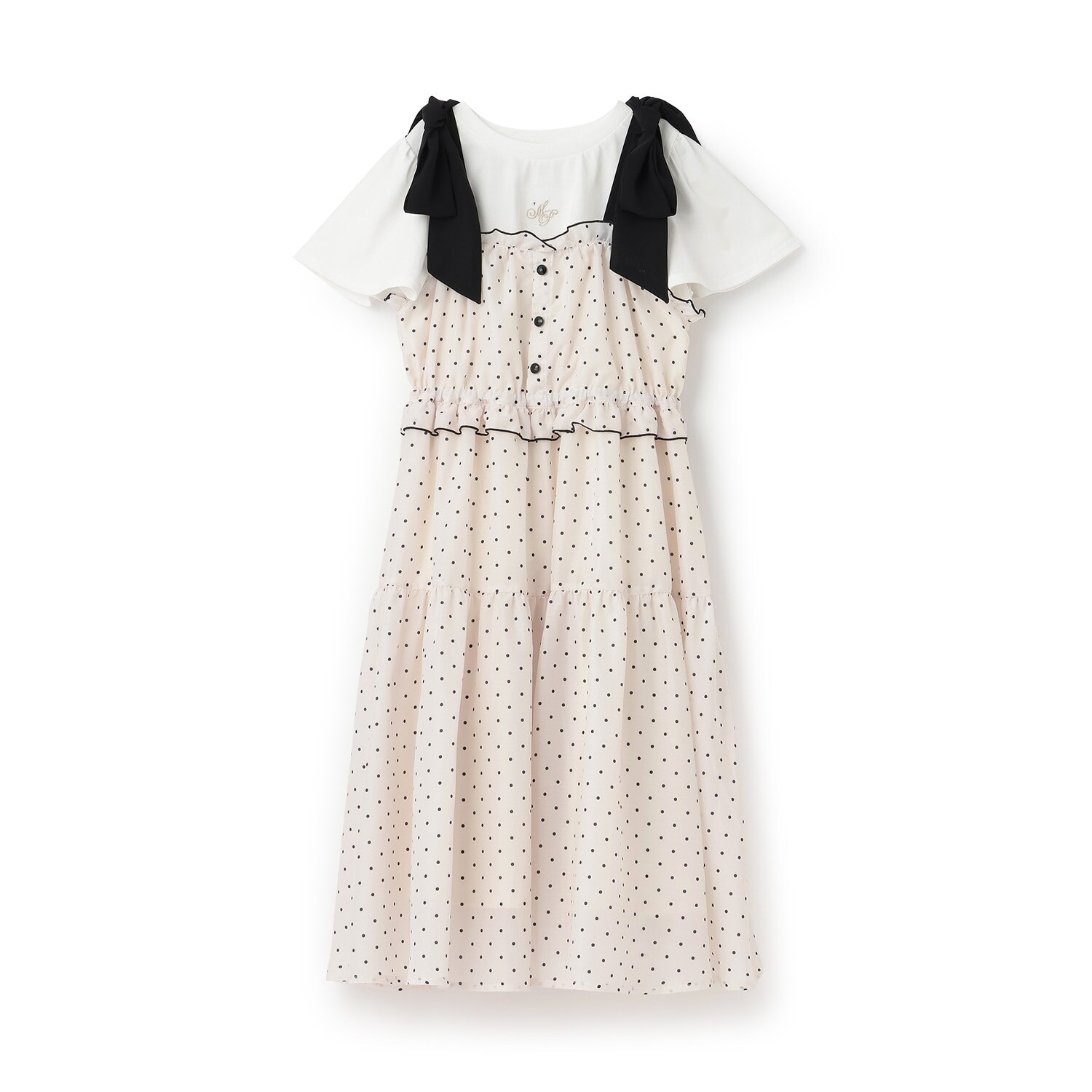 ショルダーリボンジャンパースカート＆【接触冷感】インナーセット