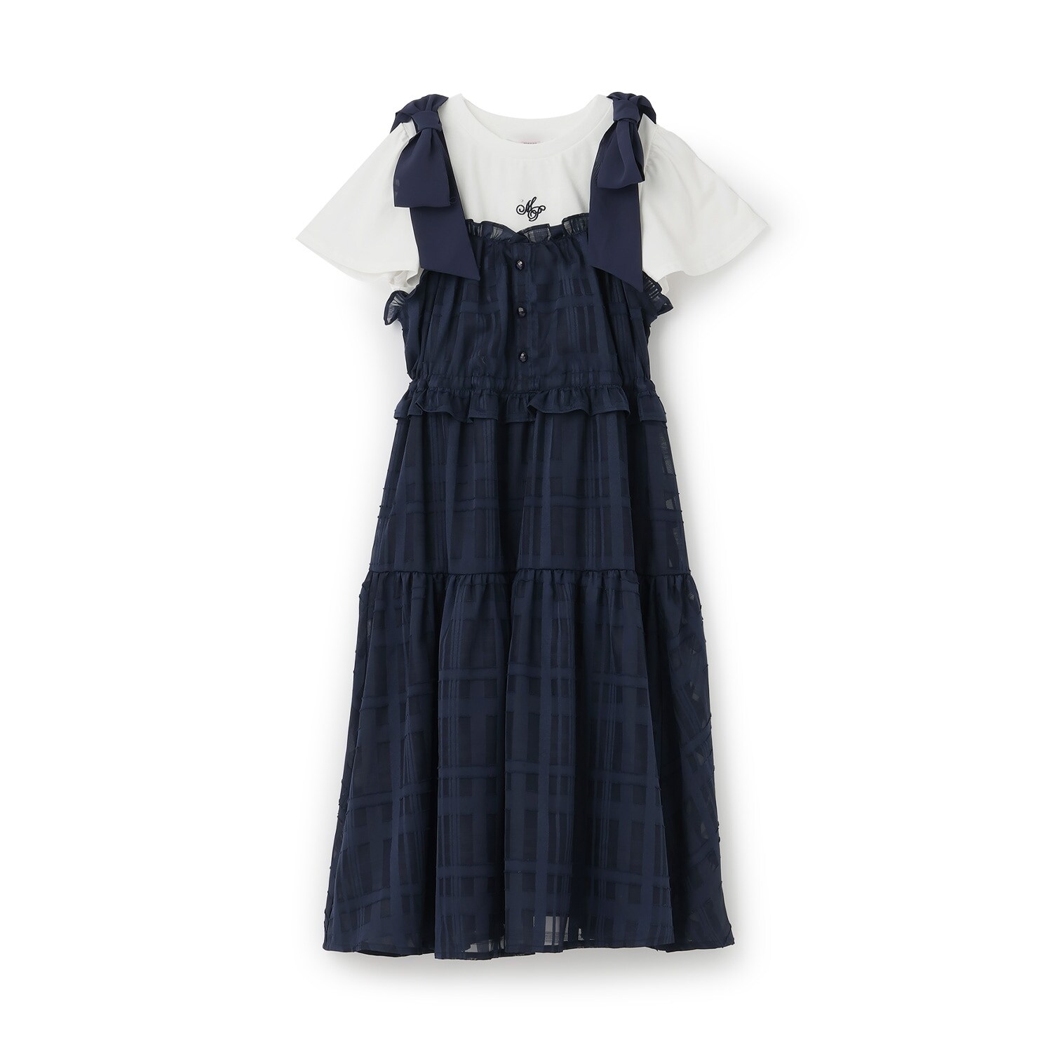 ショルダーリボンジャンパースカート＆【接触冷感】インナーセット