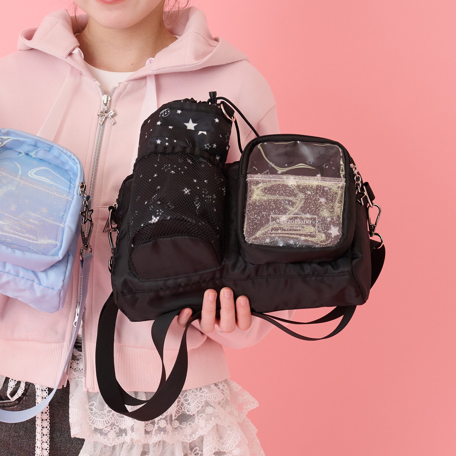 星座＆音符柄ボトルホルダーつきショルダーバッグ♪