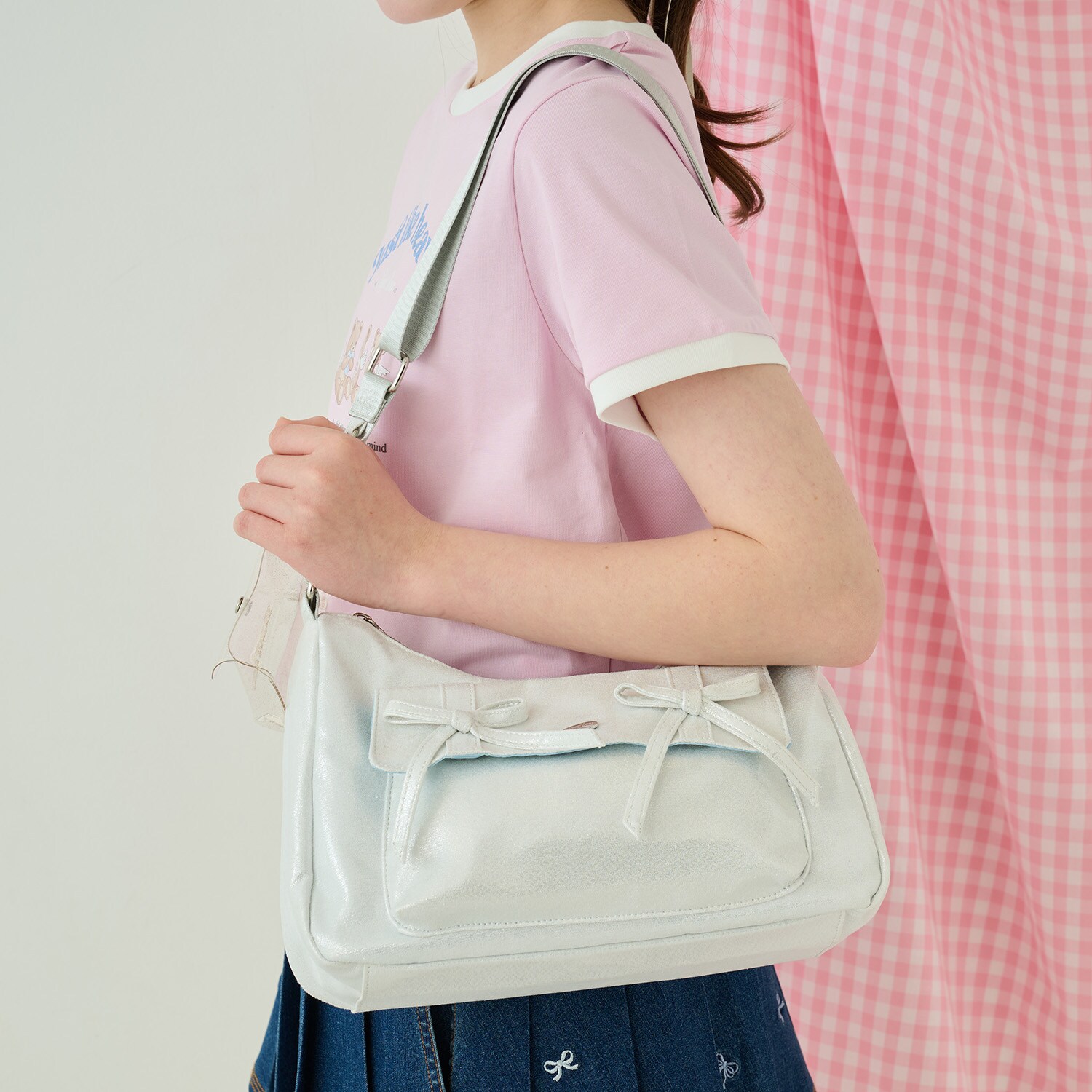 キラキラポーチつきフラップリボンショルダー