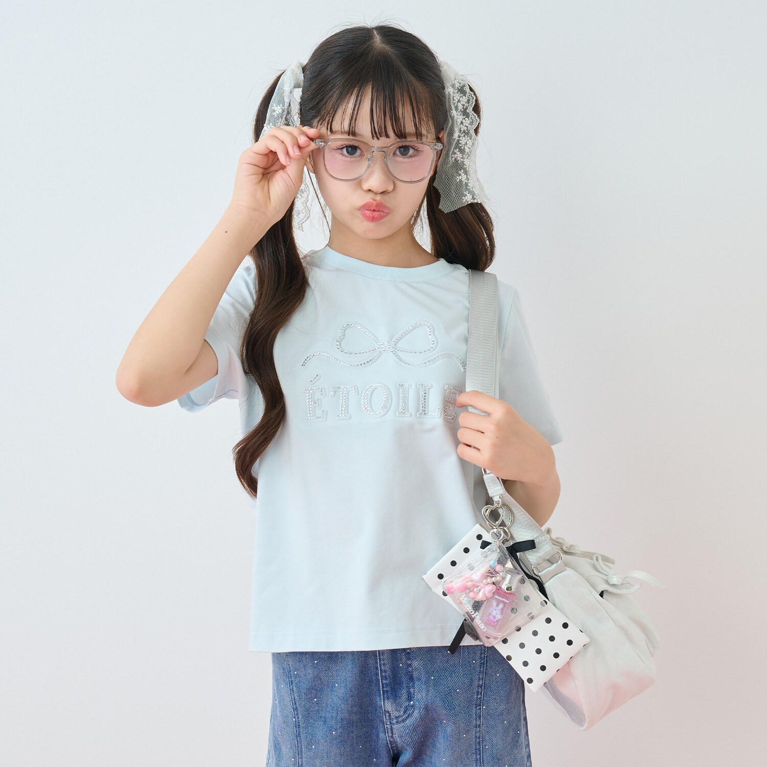 【接触冷感】ぷっくりキラキラリボンTシャツ