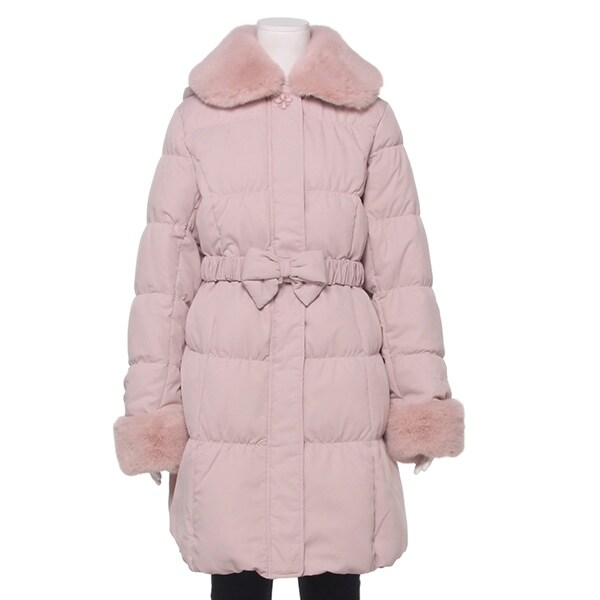 リボンベルトつきロングダウンコート