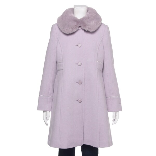 フェイクファー衿つきロングコート