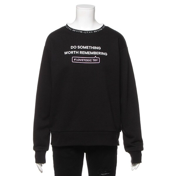 裏毛 衿ロゴリブトレーナー