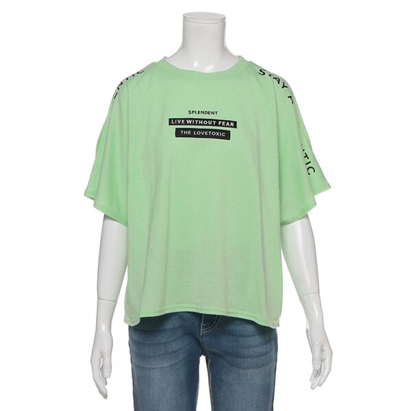 肩開きロゴワイドTシャツ