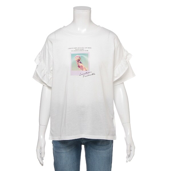 アイスプリント袖フリルTシャツ
