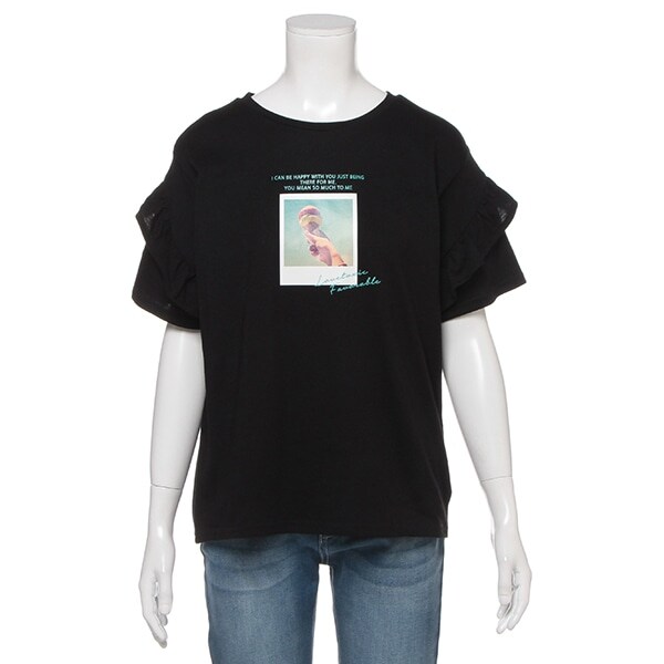 アイスプリント袖フリルTシャツ