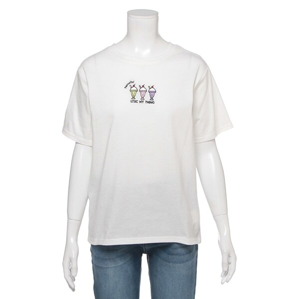 吸水速乾 3連モチーフ刺しゅうTシャツ