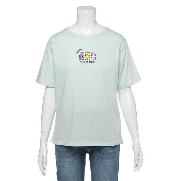 吸水速乾 3連モチーフ刺しゅうTシャツ