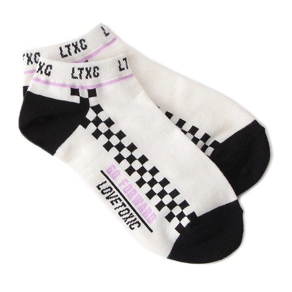 チェッカー柄ロゴスニーカーインソックス