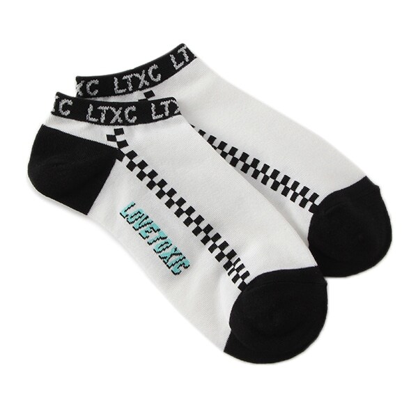 サイドチェッカー柄ロゴスニーカーインソックス