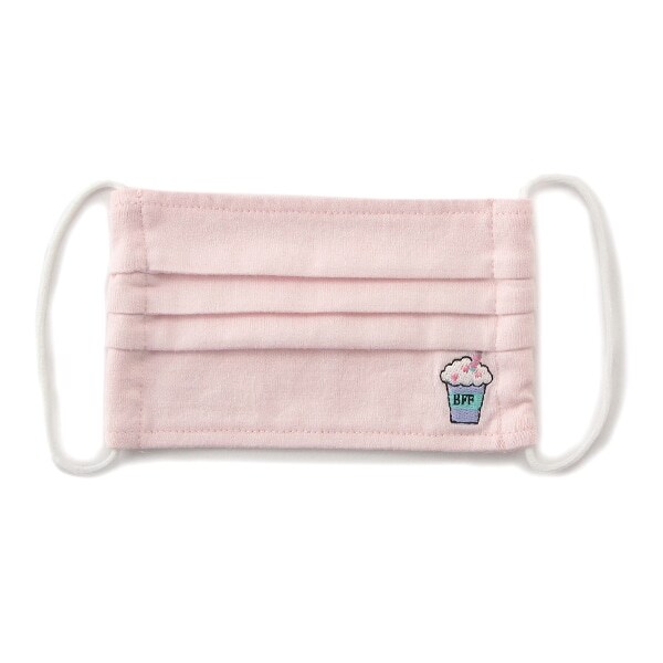 ワンポイント刺しゅうプリーツマスク