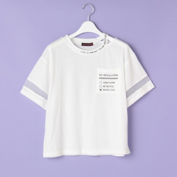 衿スリットロゴ胸ポケットTシャツ