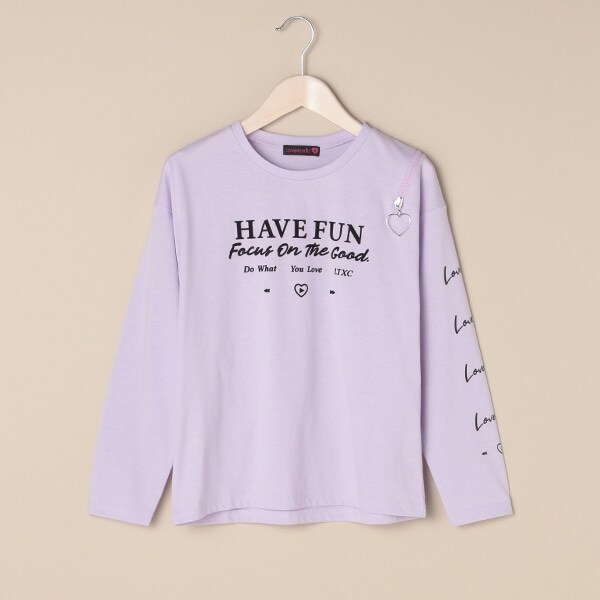 肩ファスナーロゴプリントTシャツ