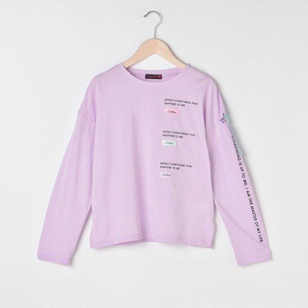 テープ×ロゴ袖スリットTシャツ