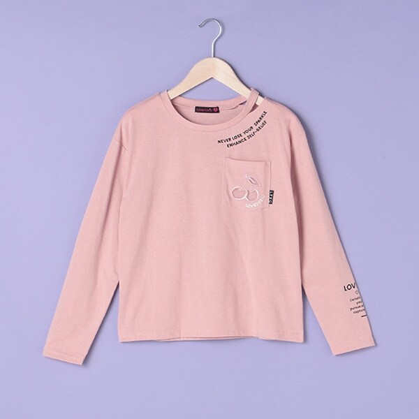 メッシュチェリー衿スリットTシャツ