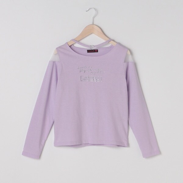 チョーカー風肩チュールTシャツ