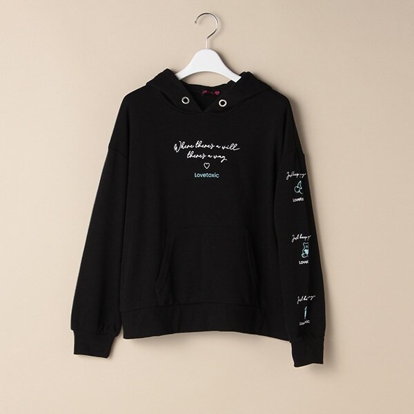 裏毛 袖ロゴワイドパーカー