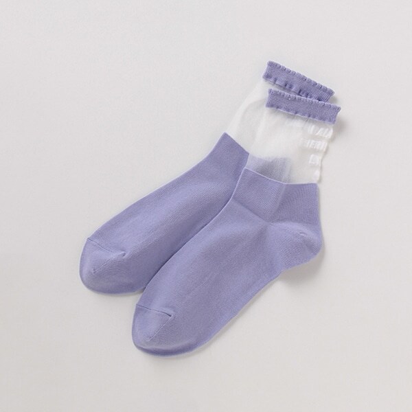 バックロゴ透けクルーソックス