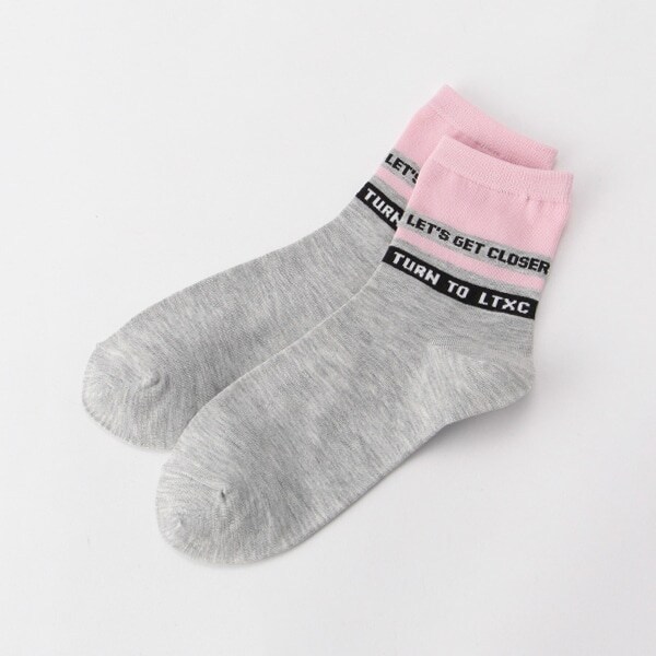 バイカラーラインロゴクルーソックス