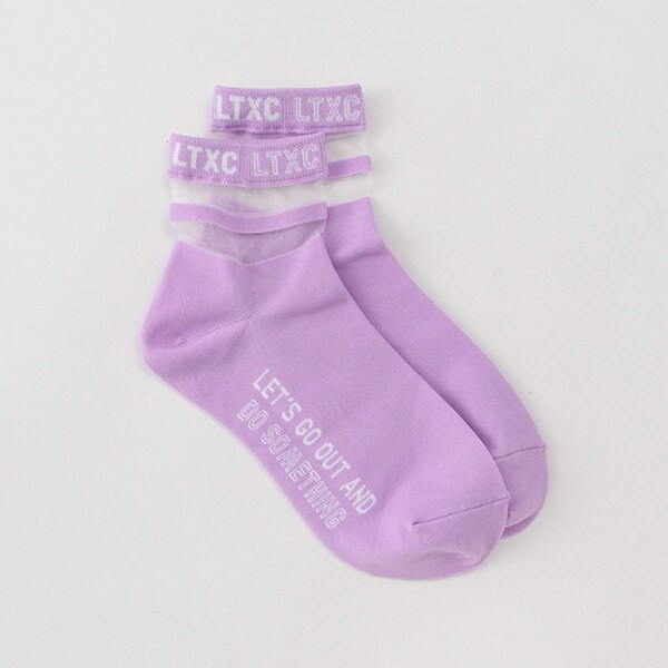 ロゴ入り透けラインクルーソックス