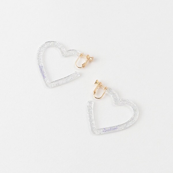 ハートフープクリアラメイヤリング