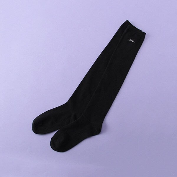 ワンポイント刺しゅうニーハイソックス