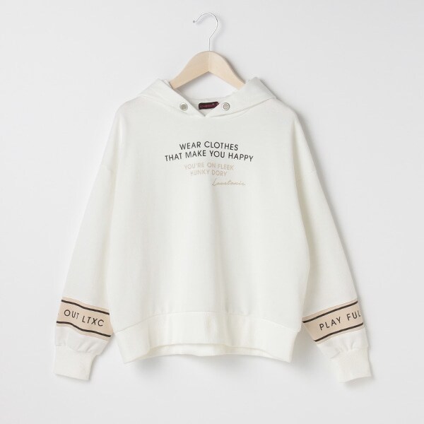 裏毛 袖切り替えロゴパーカー