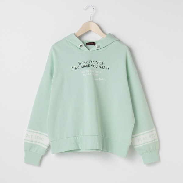 裏毛 袖切り替えロゴパーカー