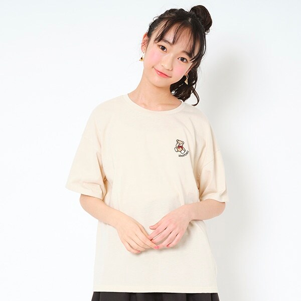 モチーフ刺しゅうゆったりTシャツ