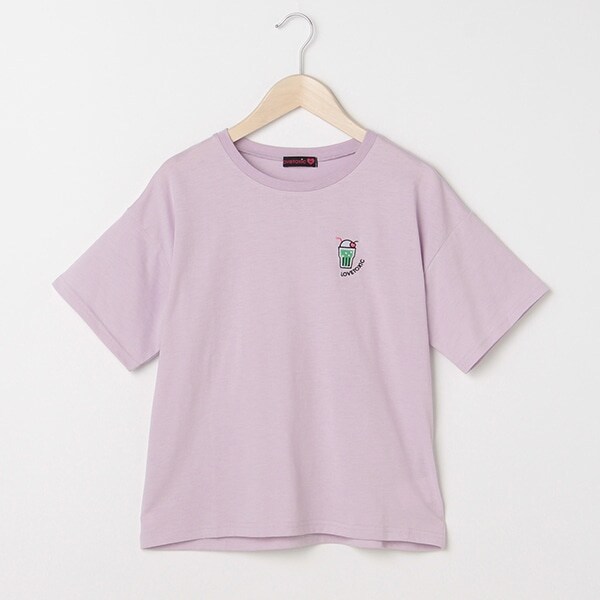 モチーフ刺しゅうゆったりTシャツ