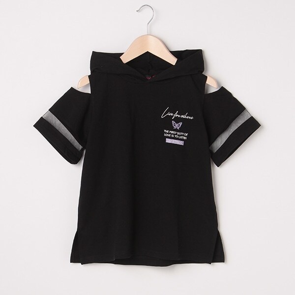 バタフライ刺しゅうTシャツパーカ