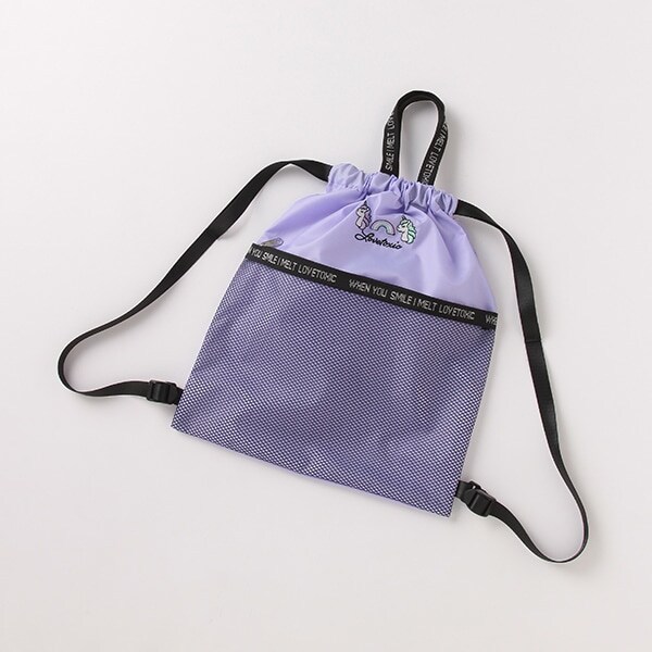 モチーフ刺しゅうメッシュポケットナップサック