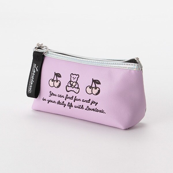 チェリー＆クマ刺しゅうポーチ