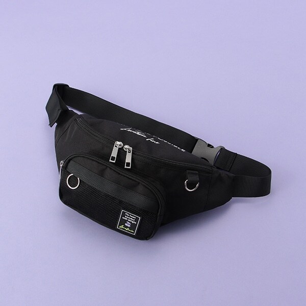 メッシュポケットシリコンパッチウエストバッグ