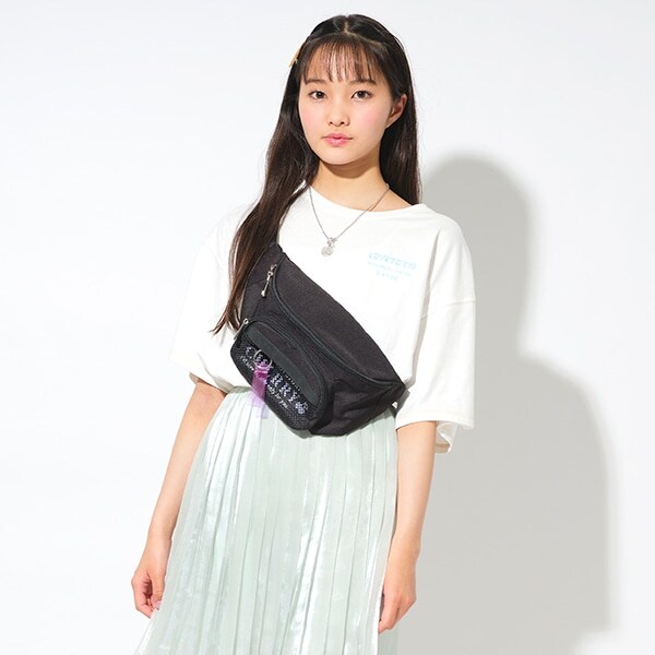 クリアテープつきメッシュポケットウエストバッグ