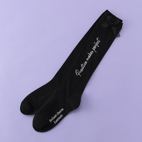 リボンつきロゴハイソックス