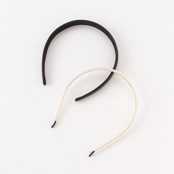 合皮×フェイクパールカチューシャ2本セット