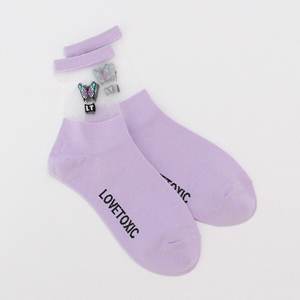 透けモチーフクルーソックス