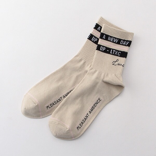 ラインロゴリブクルーソックス