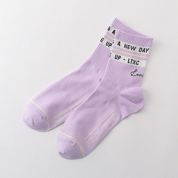 ラインロゴリブクルーソックス