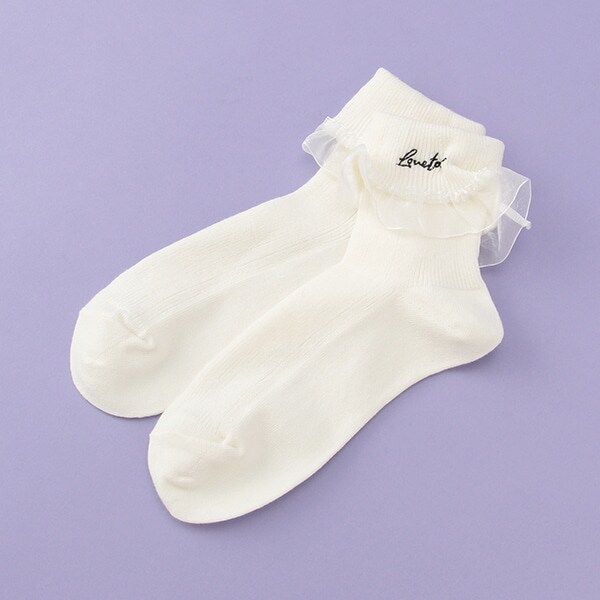 シアーフリルつきクルーソックス