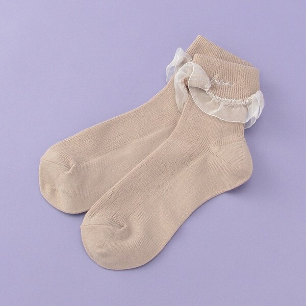 シアーフリルつきクルーソックス