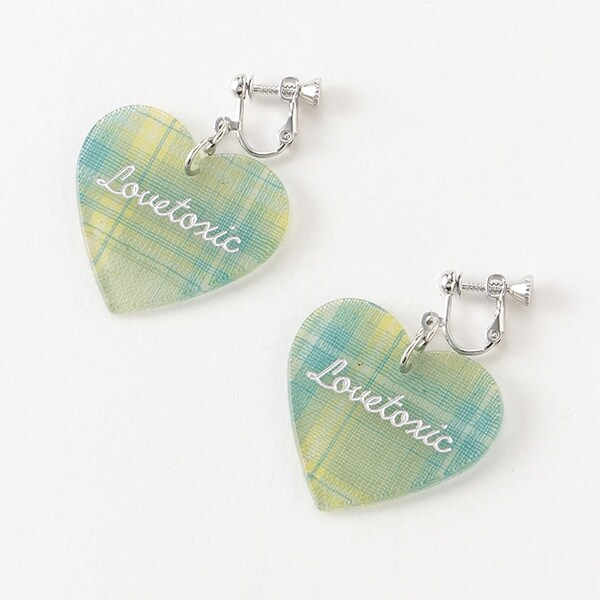 チェックハートイヤリング