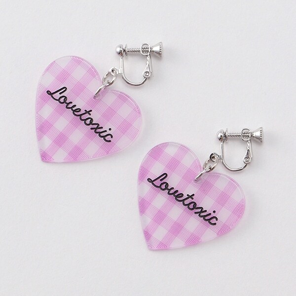 チェックハートイヤリング