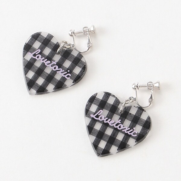 チェックハートイヤリング